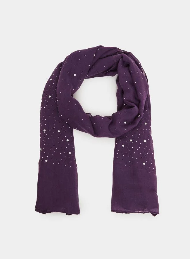 Styli  Purple Embellished Scarf for Women | Best Price UAE